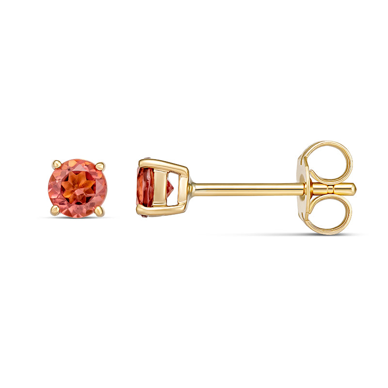 9k Solid Gold Pink Tourmaline October Birthstone Studs