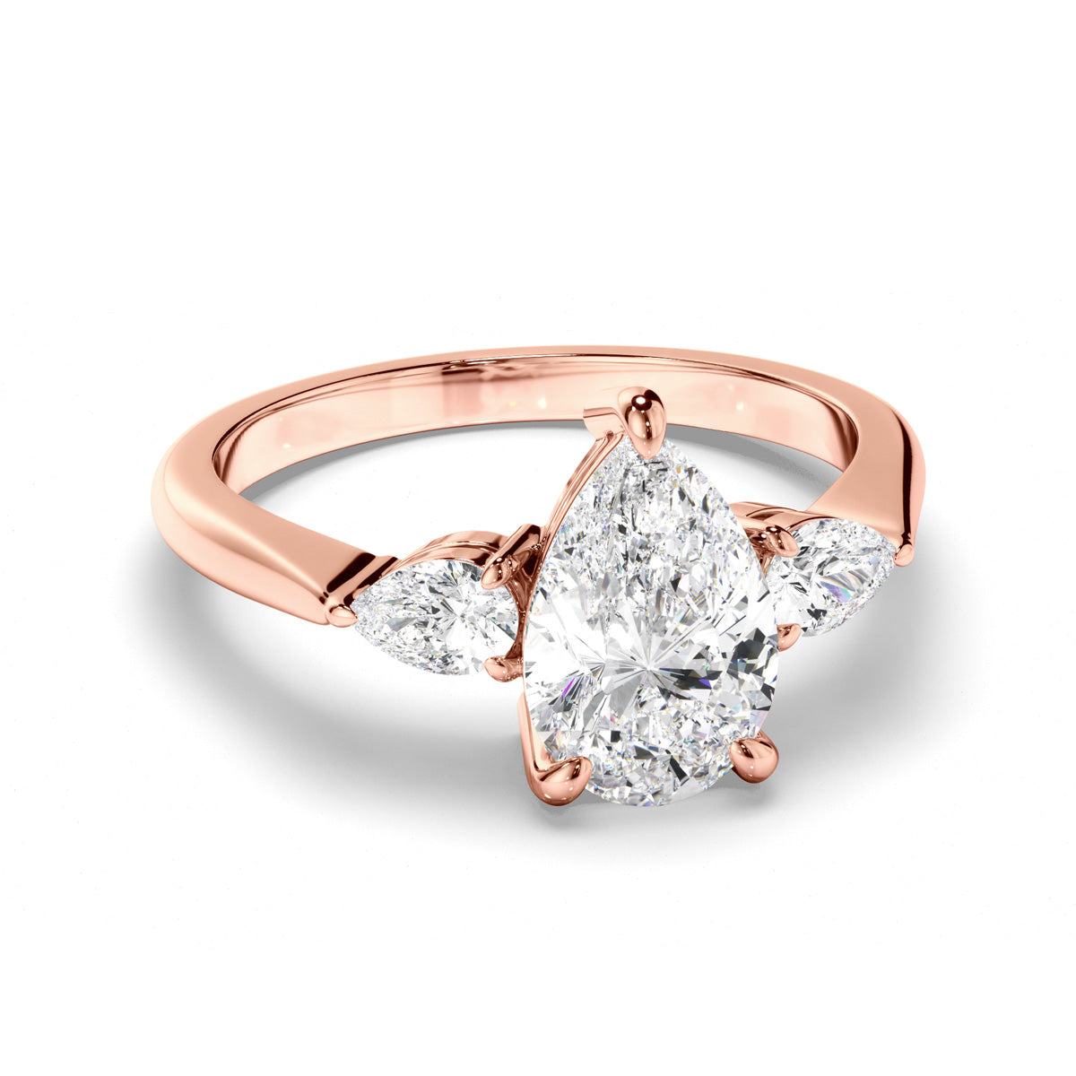 Pear Cut Diamond Trilogy Engagement Ring with Pear Sides