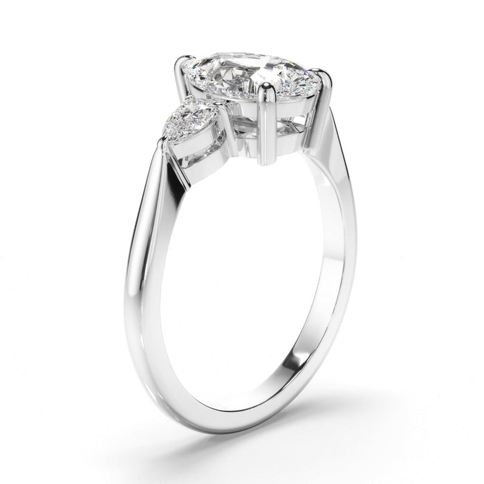 Pear Cut Diamond Trilogy Engagement Ring with Pear Sides