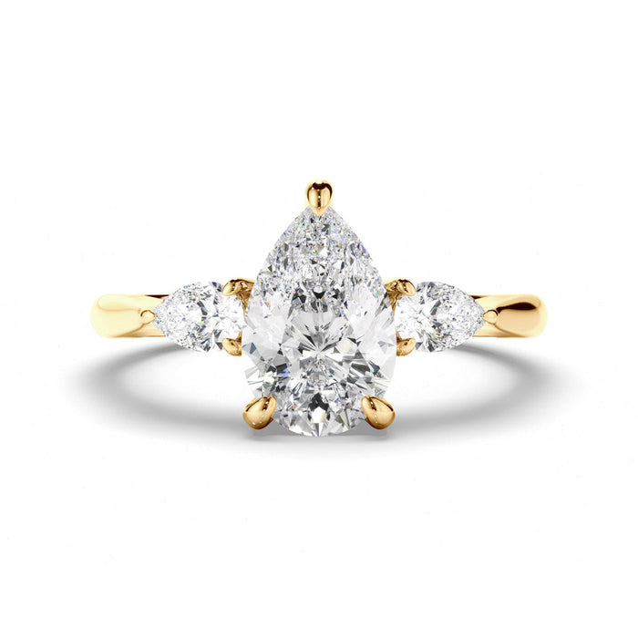 Pear Cut Diamond Trilogy Engagement Ring with Pear Sides