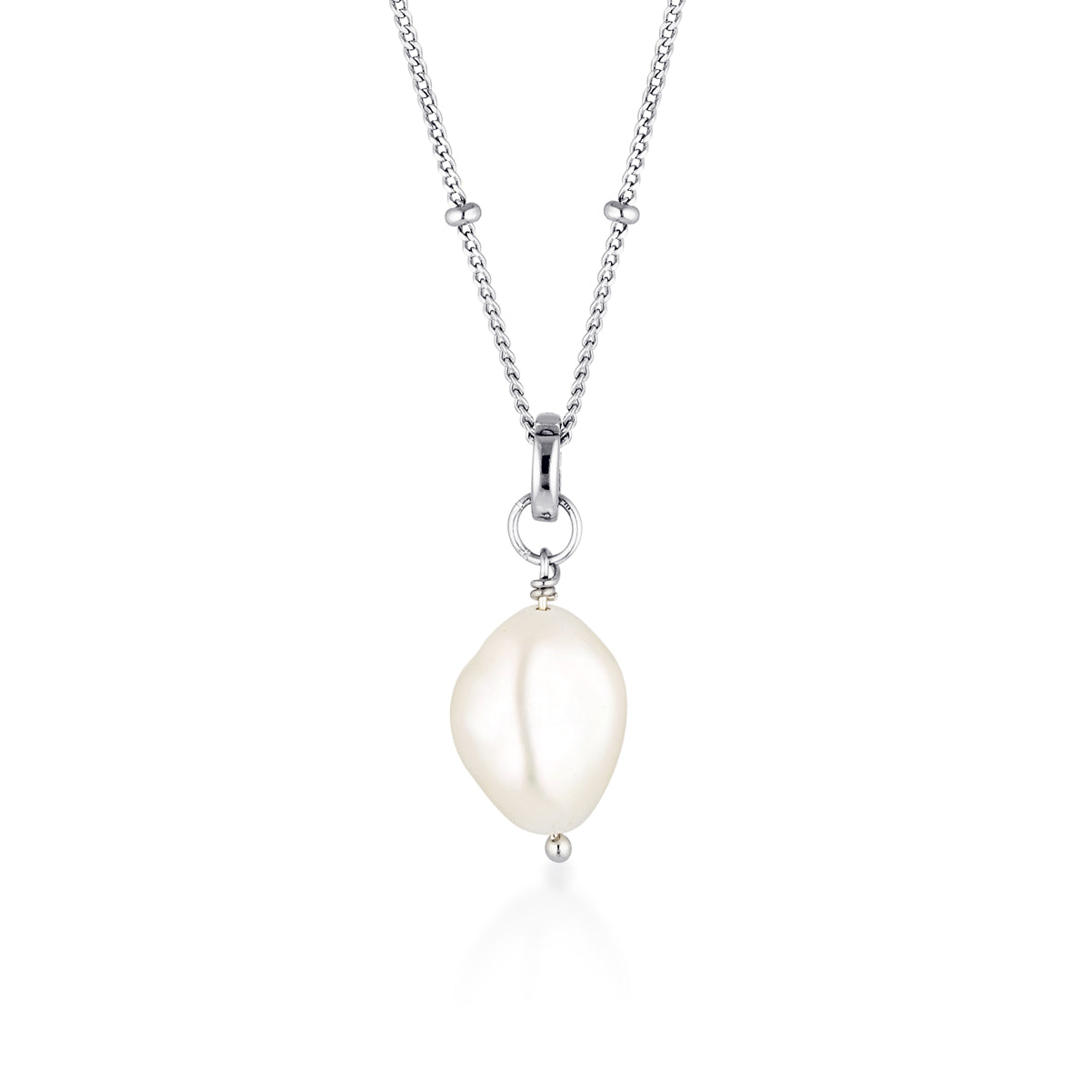 El&Ro Celine Pearl Necklace Silver