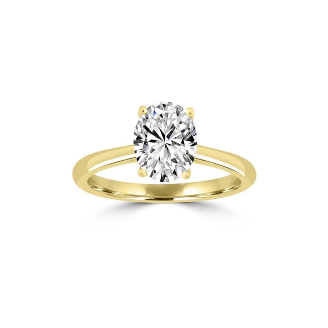 18k Solid Gold Oval Cut Engagement Ring