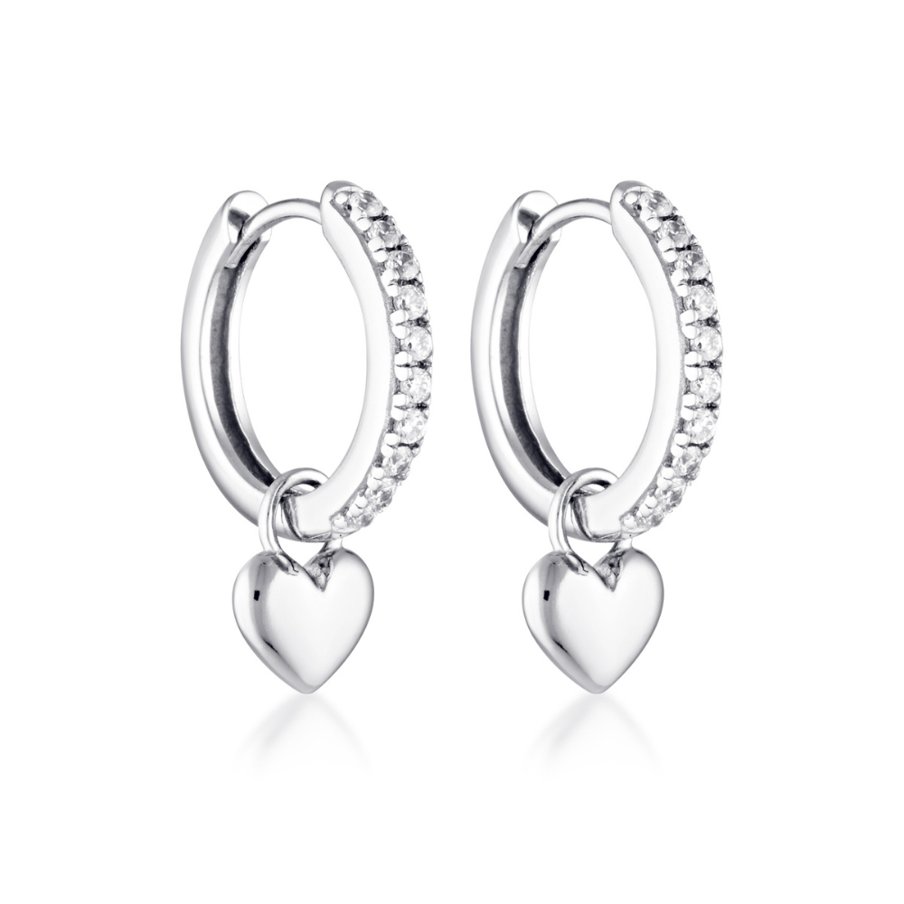 EL&RO Paris Heart Hoops Silver