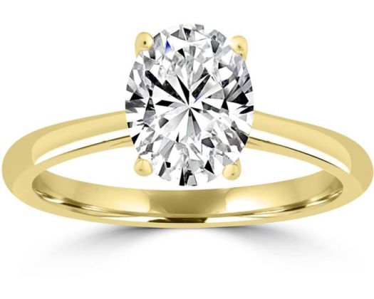 18k Solid Gold Oval Cut Engagement Ring