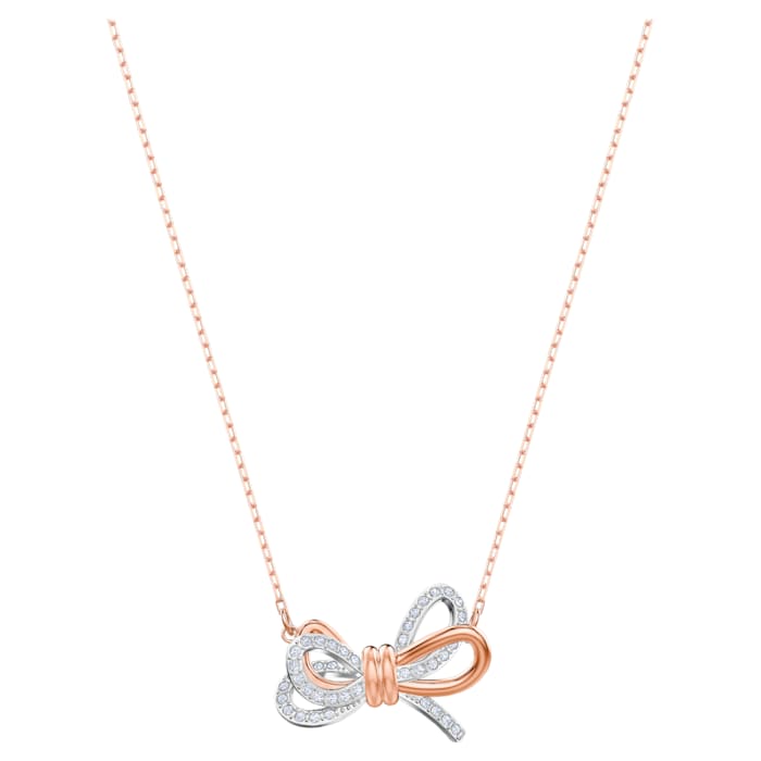 White gold deals bow necklace